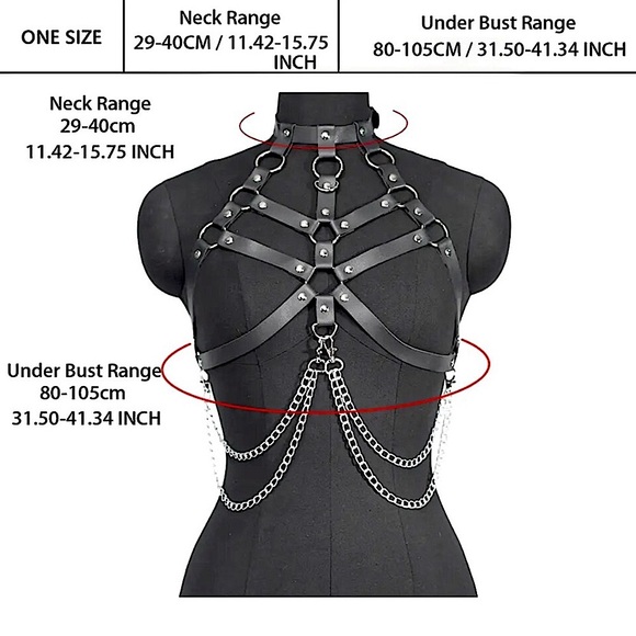 Faux leather detachable chain harness - Picture 11 of 11